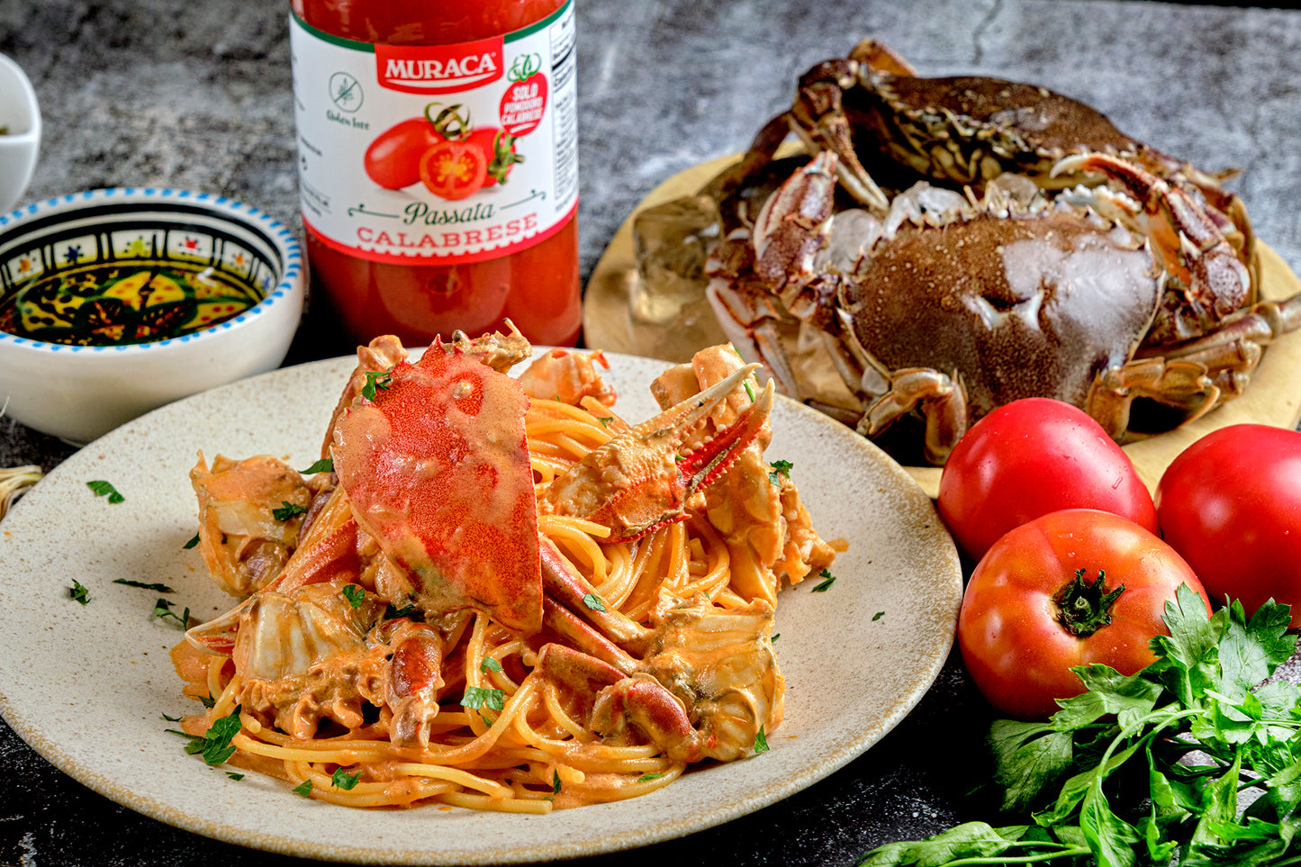Hokkaido Teshio blue crab and flathead crab in Hokkaido fresh crab sauce